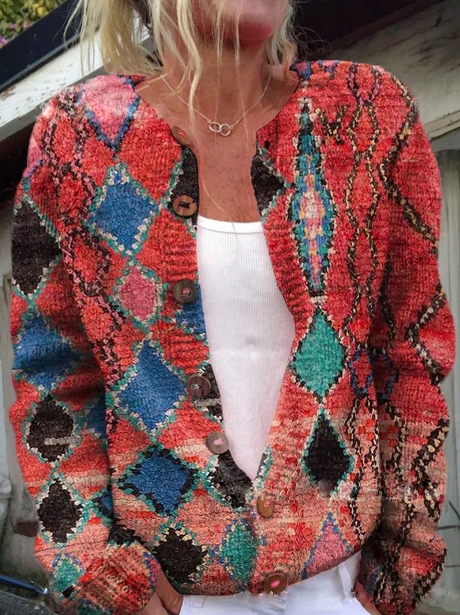 Sabrina | Floral Print Button Front Knit Cardigan