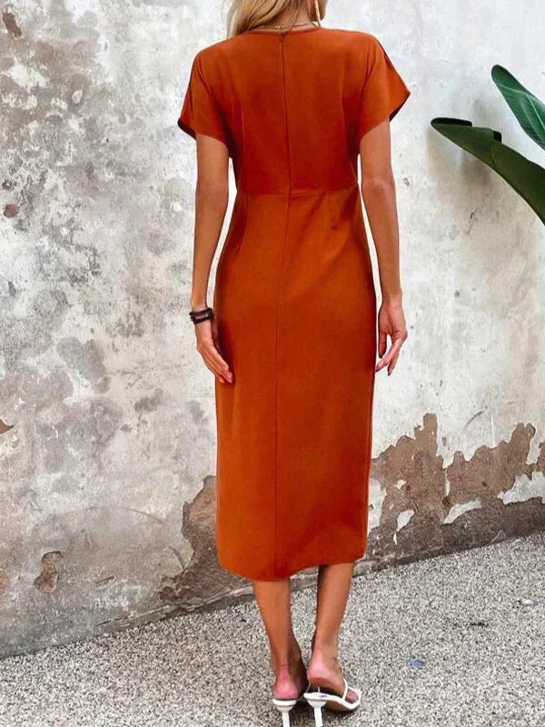 Fiona | Wedding Guest Wrap V Neck Midi Dress