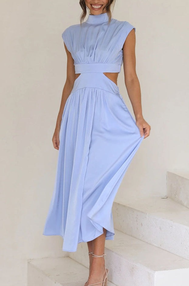 Emilia | Pleated Cut Out Midi Dress