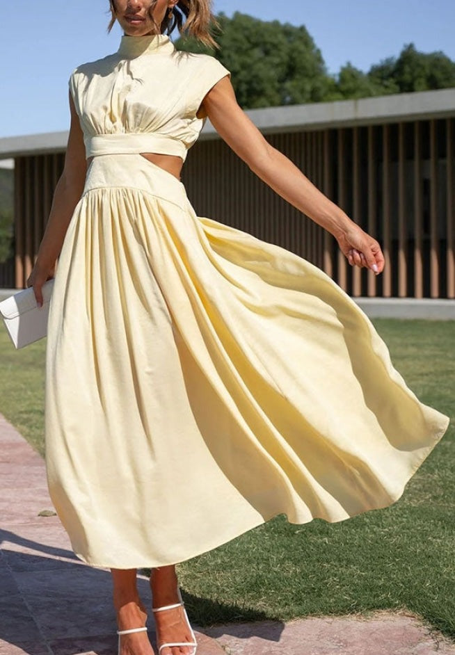 Emilia | Pleated Cut Out Midi Dress