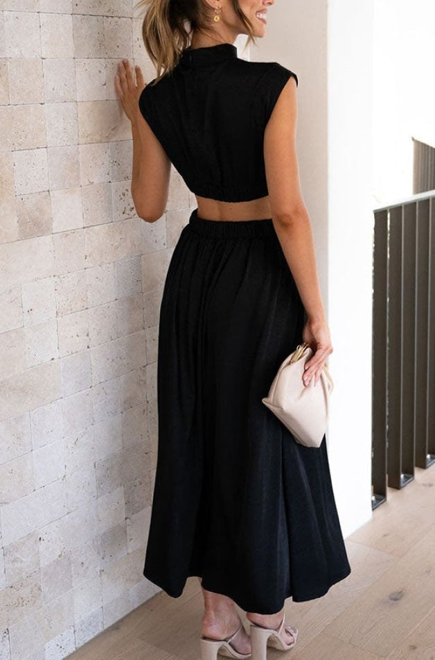 Emilia | Pleated Cut Out Midi Dress