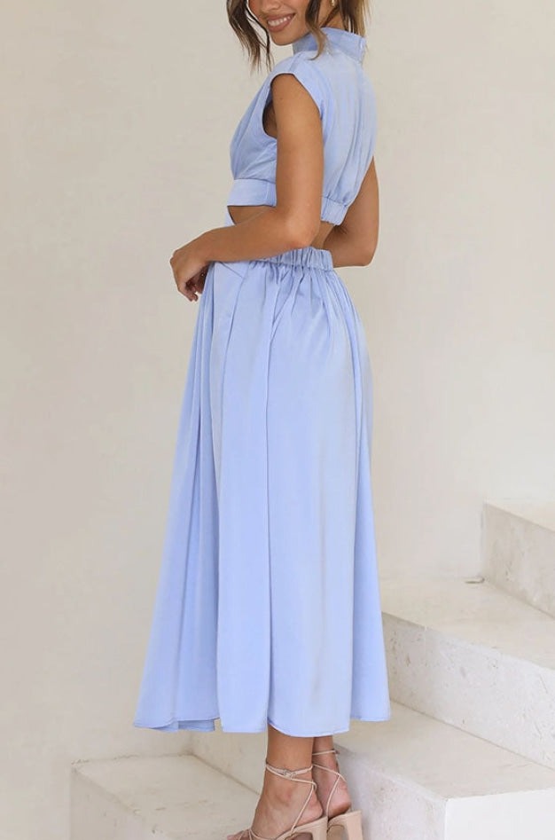 Emilia | Pleated Cut Out Midi Dress