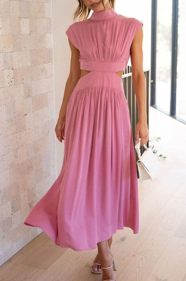Emilia | Pleated Cut Out Midi Dress