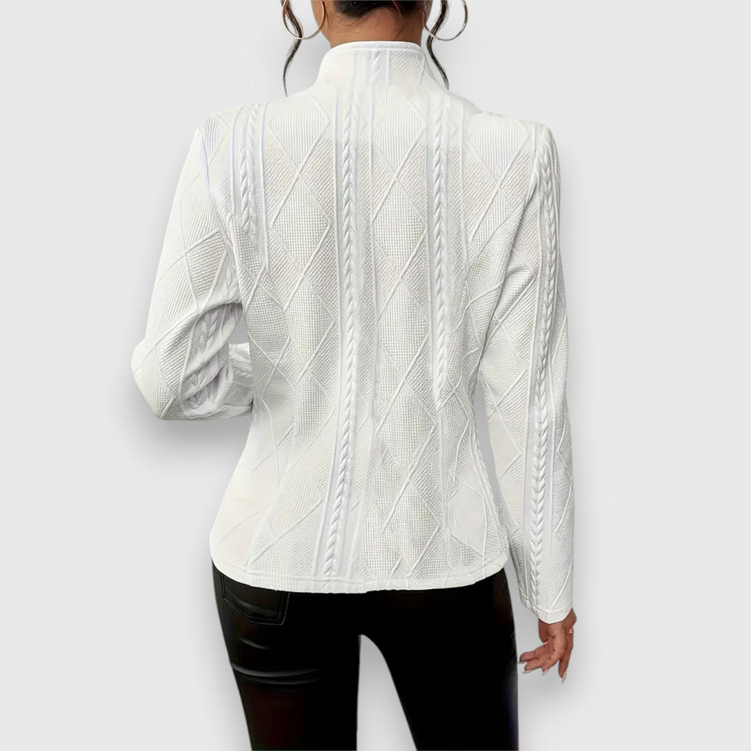 Victoria | Textured Button Front Long sleeve Jacket