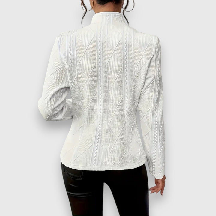 Victoria | Textured Button Front Long sleeve Jacket