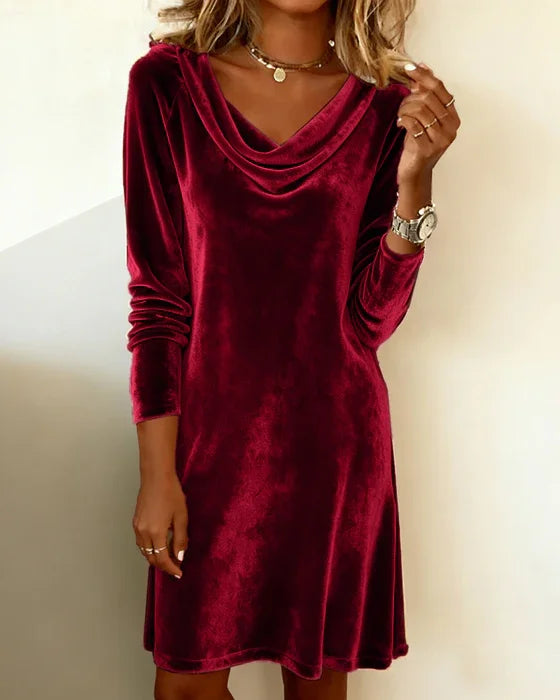 Hannah | Velvet Cowl Neck Mini Dress
