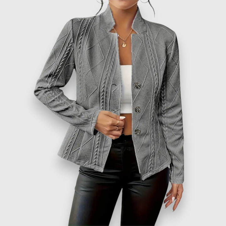 Victoria | Textured Button Front Long sleeve Jacket