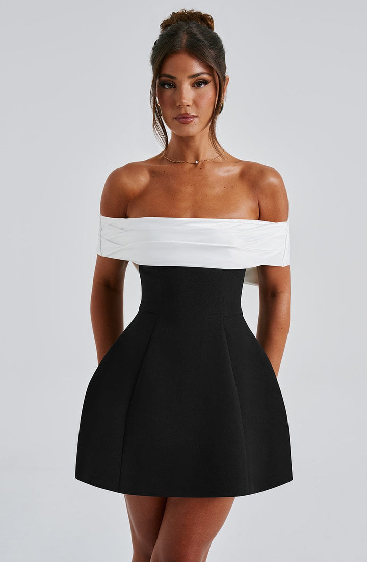 Amina | Elegant Off Shoulder Mini Dress