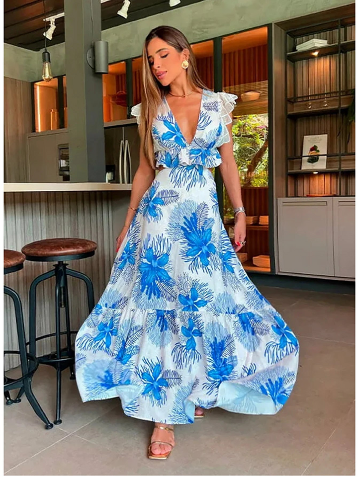 Isabella | Wedding Guest Floral Ruffle Maxi Dress