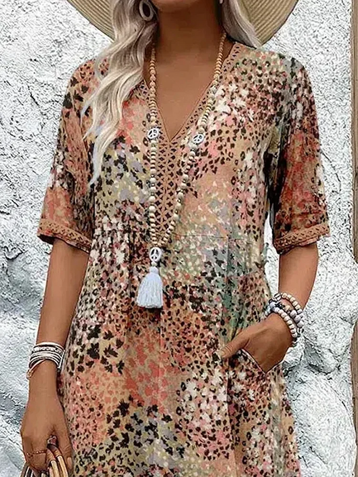 Gianna | Bohemian Printed V-Neck Midi Dress