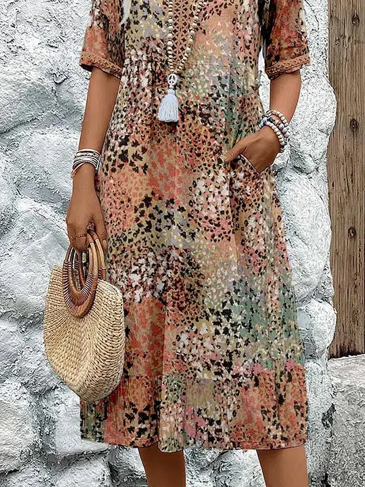Gianna | Bohemian Printed V-Neck Midi Dress