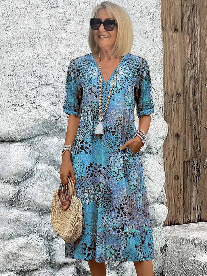 Gianna | Bohemian Printed V-Neck Midi Dress