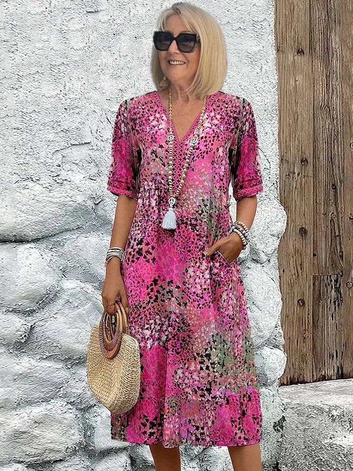 Gianna | Bohemian Printed V-Neck Midi Dress