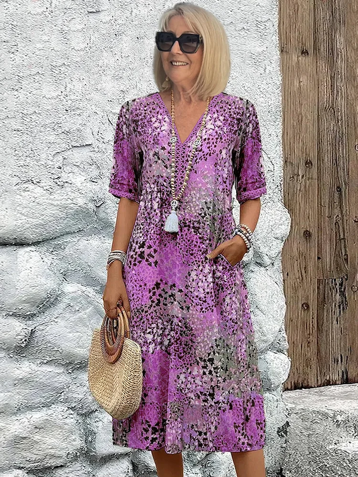 Gianna | Bohemian Printed V-Neck Midi Dress