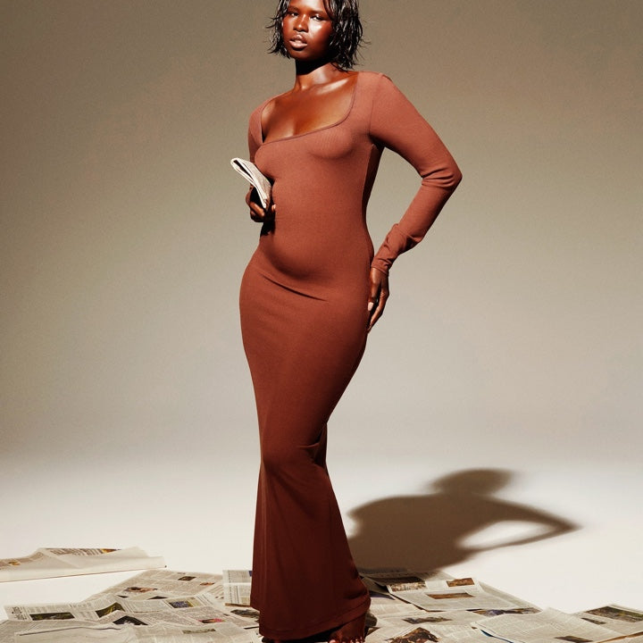 Valeria | Square Neck Bodycon Maxi Dress