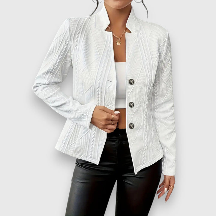 Victoria | Textured Button Front Long sleeve Jacket