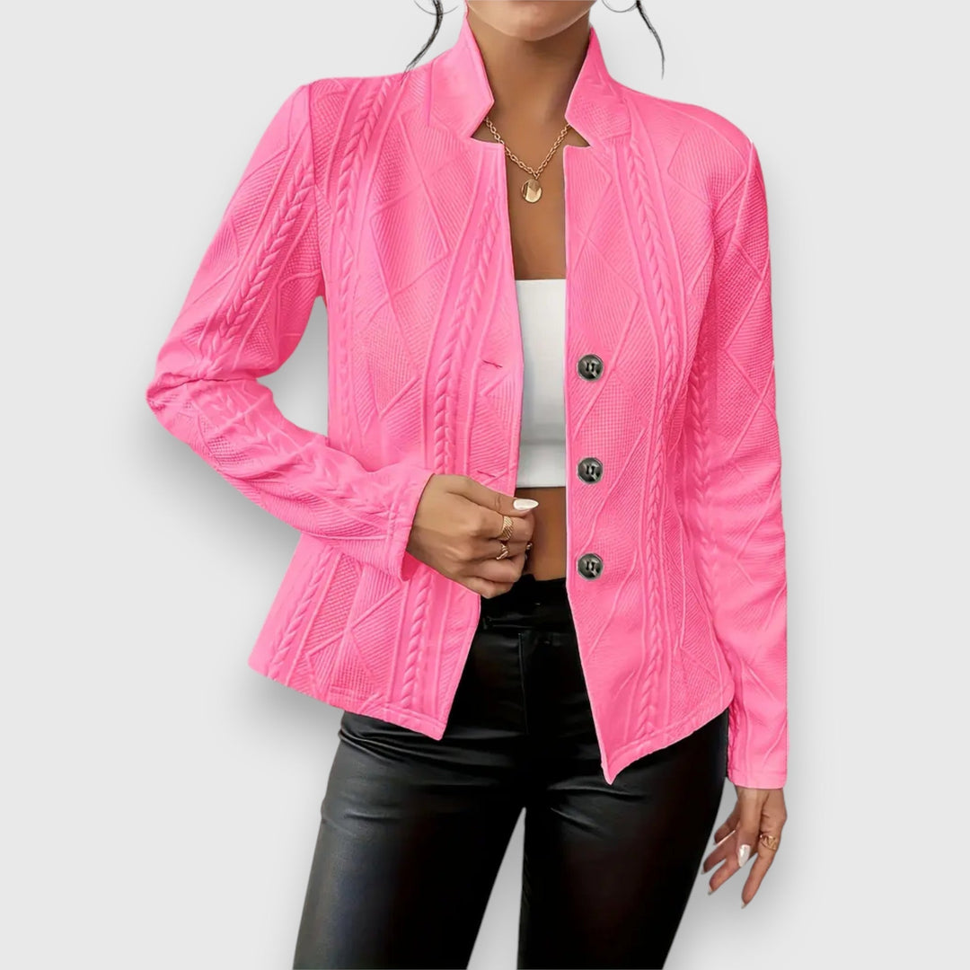 Victoria | Textured Button Front Long sleeve Jacket