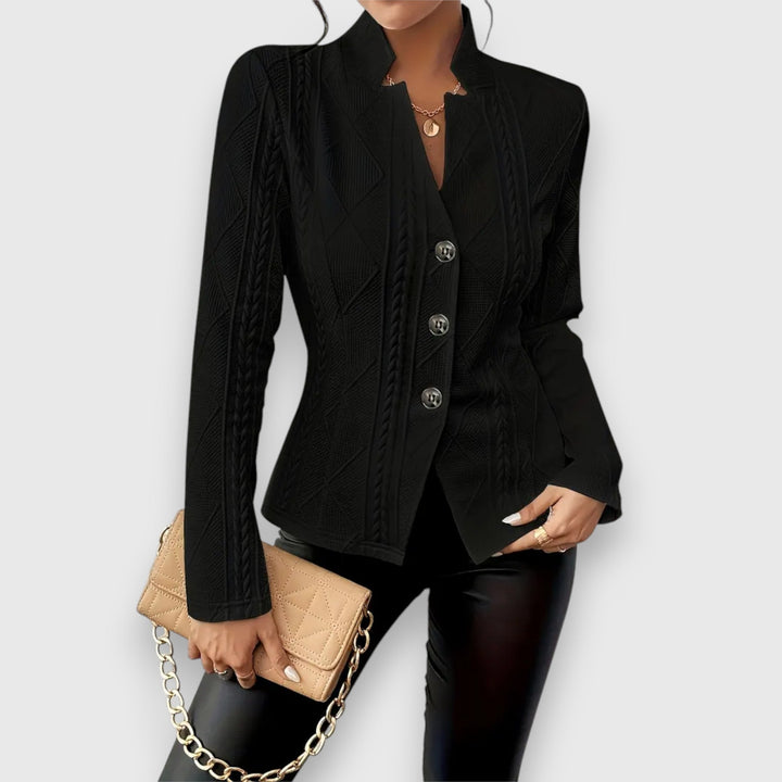 Victoria | Textured Button Front Long sleeve Jacket