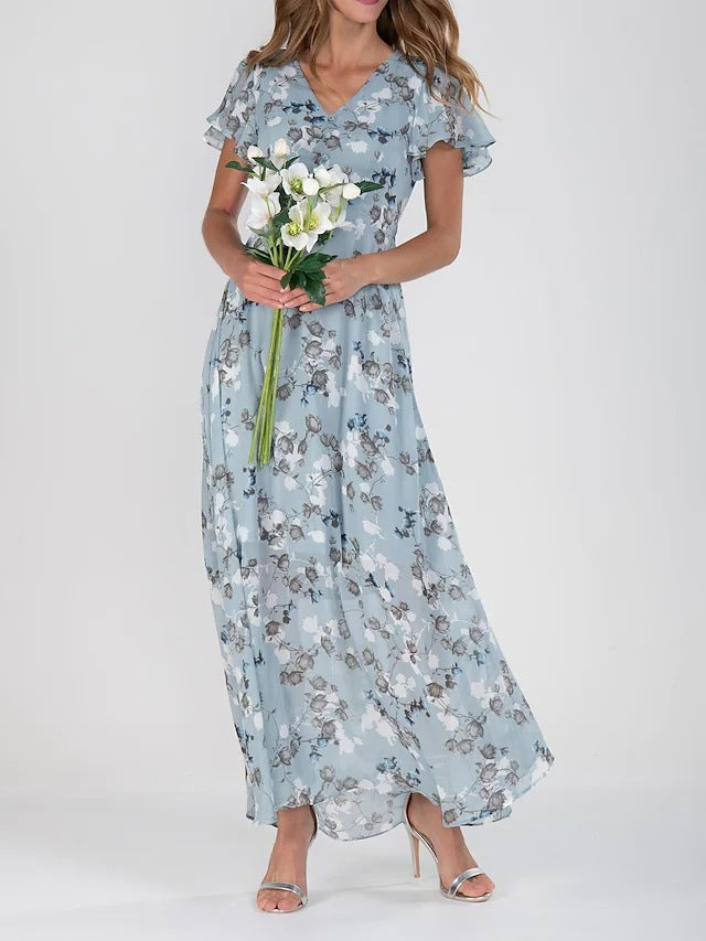 Amélie | Wedding Guest Floral V-Neck Maxi Dress
