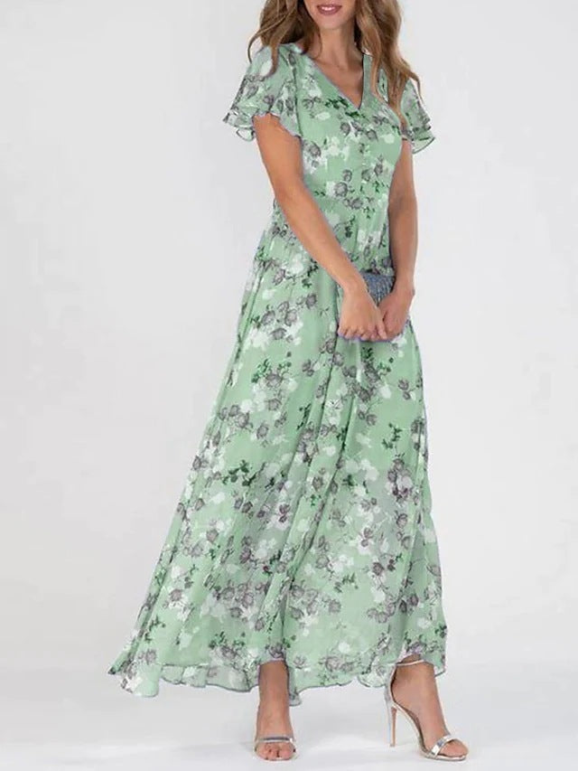 Amélie | Wedding Guest Floral V-Neck Maxi Dress