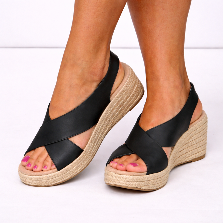Amelia | Comfortable Cross Strap Wedge Sandals