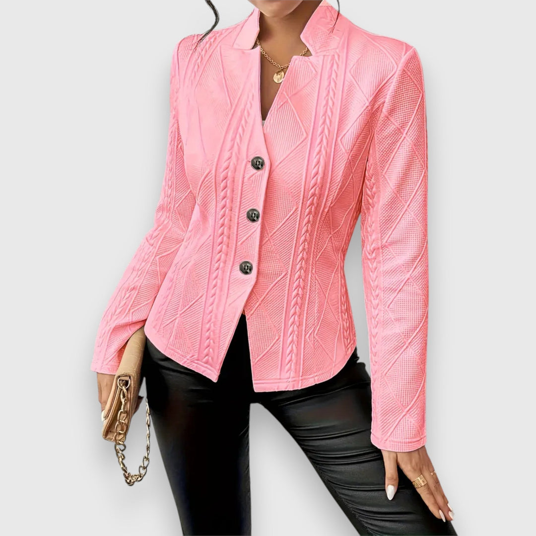 Victoria | Textured Button Front Long sleeve Jacket