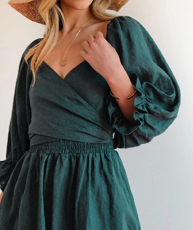 Emma | Boho Tie Waist Square Neck Maxi Dress