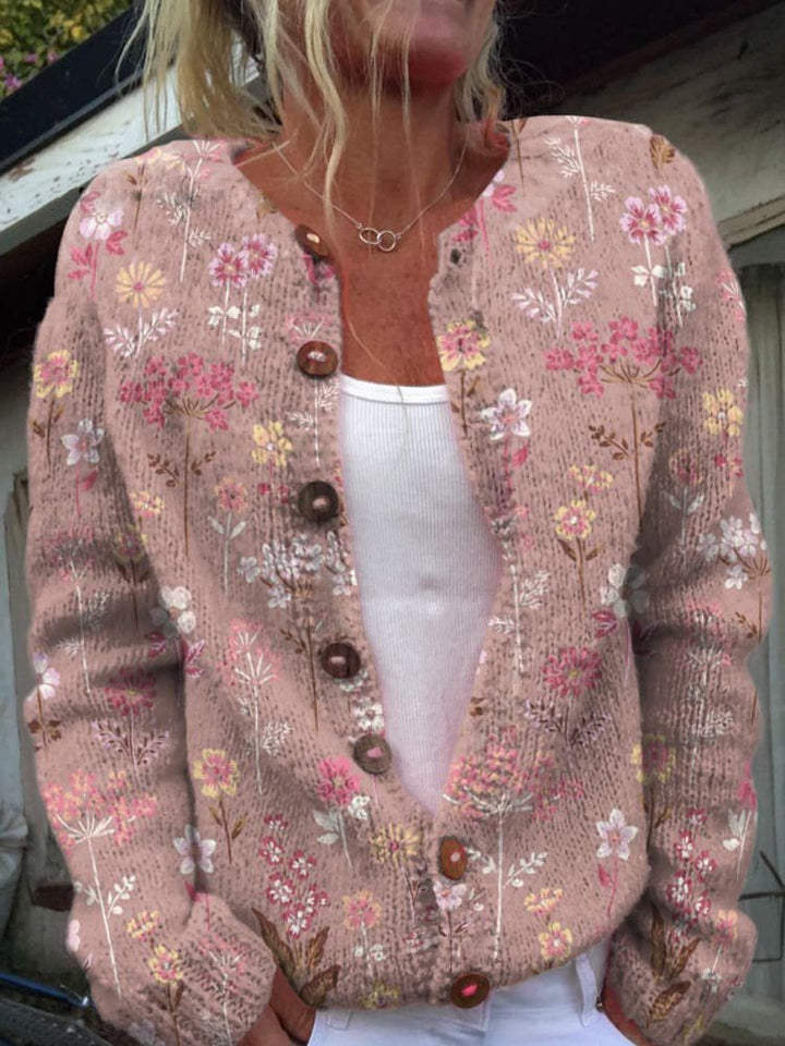 Sabrina | Floral Print Button Front Knit Cardigan