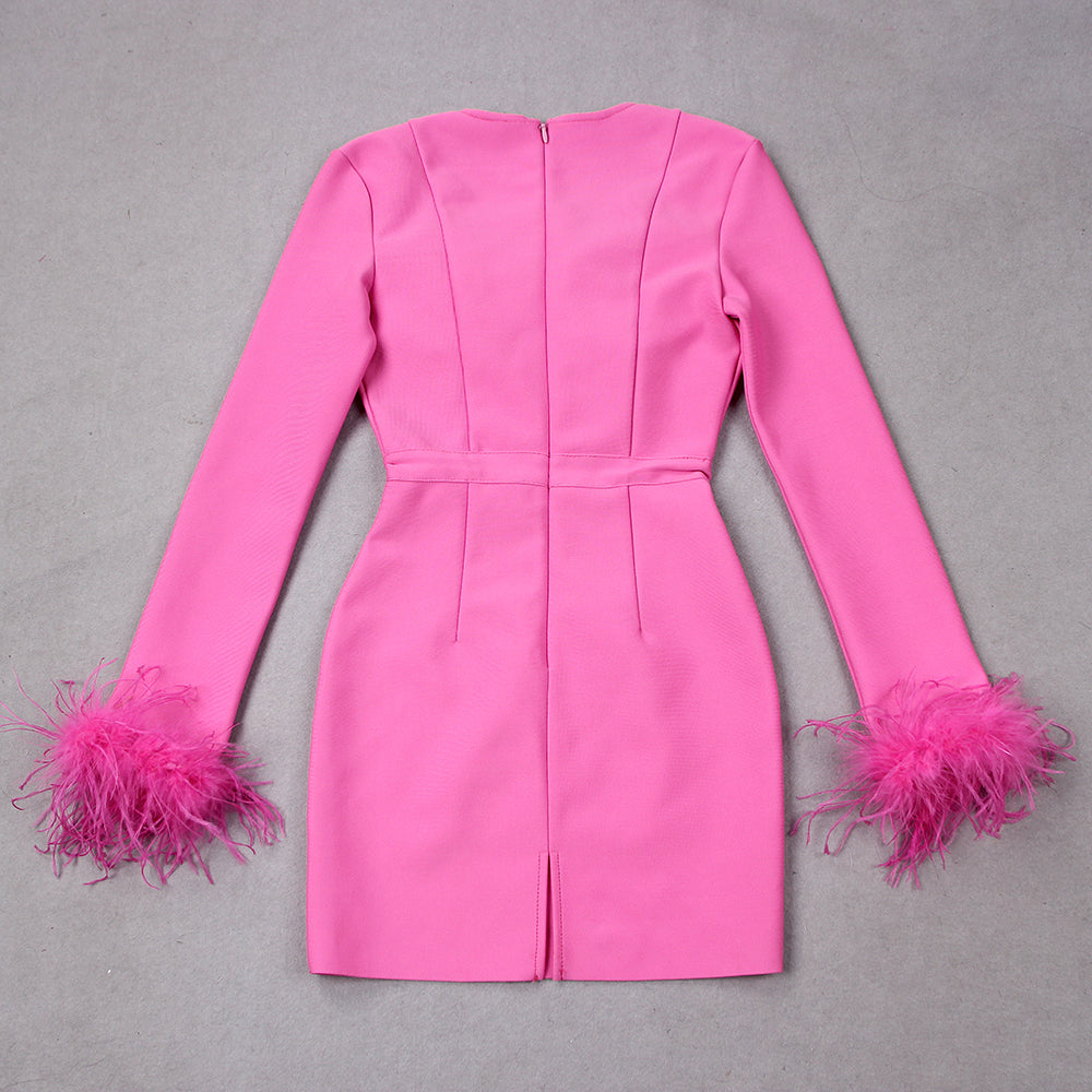 Celeste | Feather Cuff Corset Mini Dress