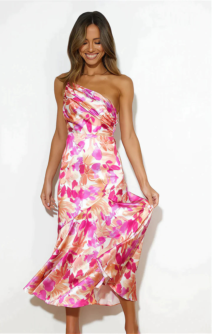 Seraphina | Graduation Ruched Floral Midi Dress