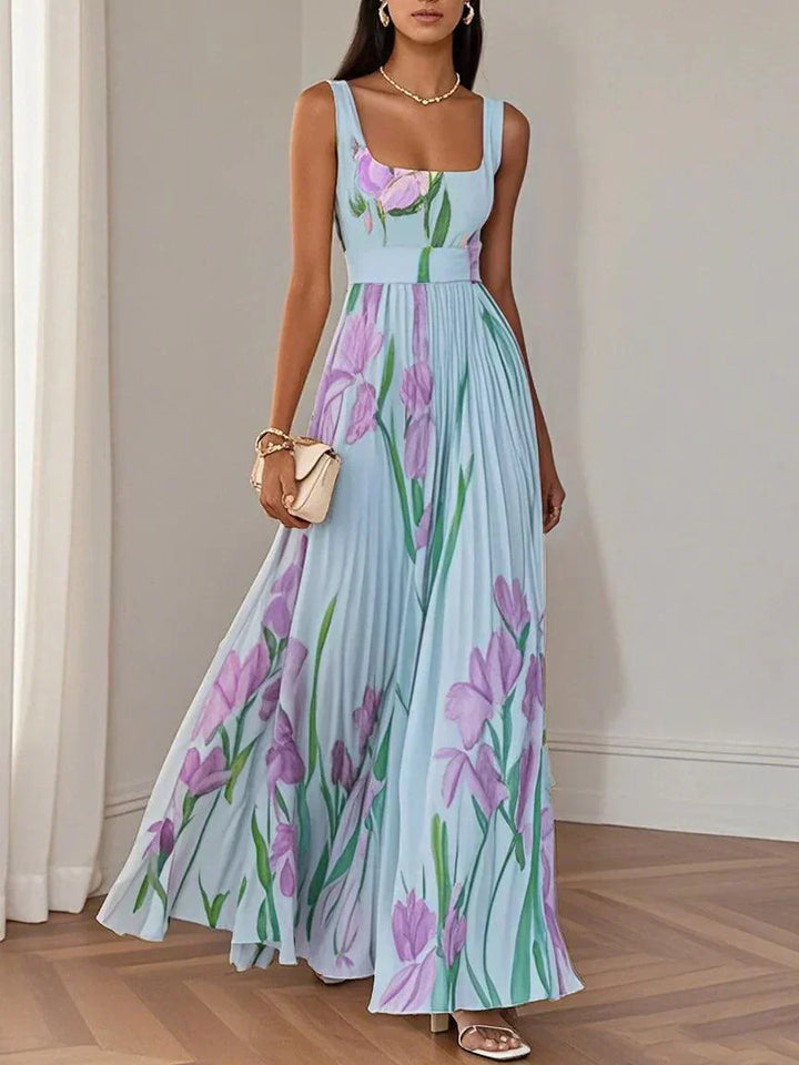 Marina | Wedding Guest Floral Pleated Maxi Dress