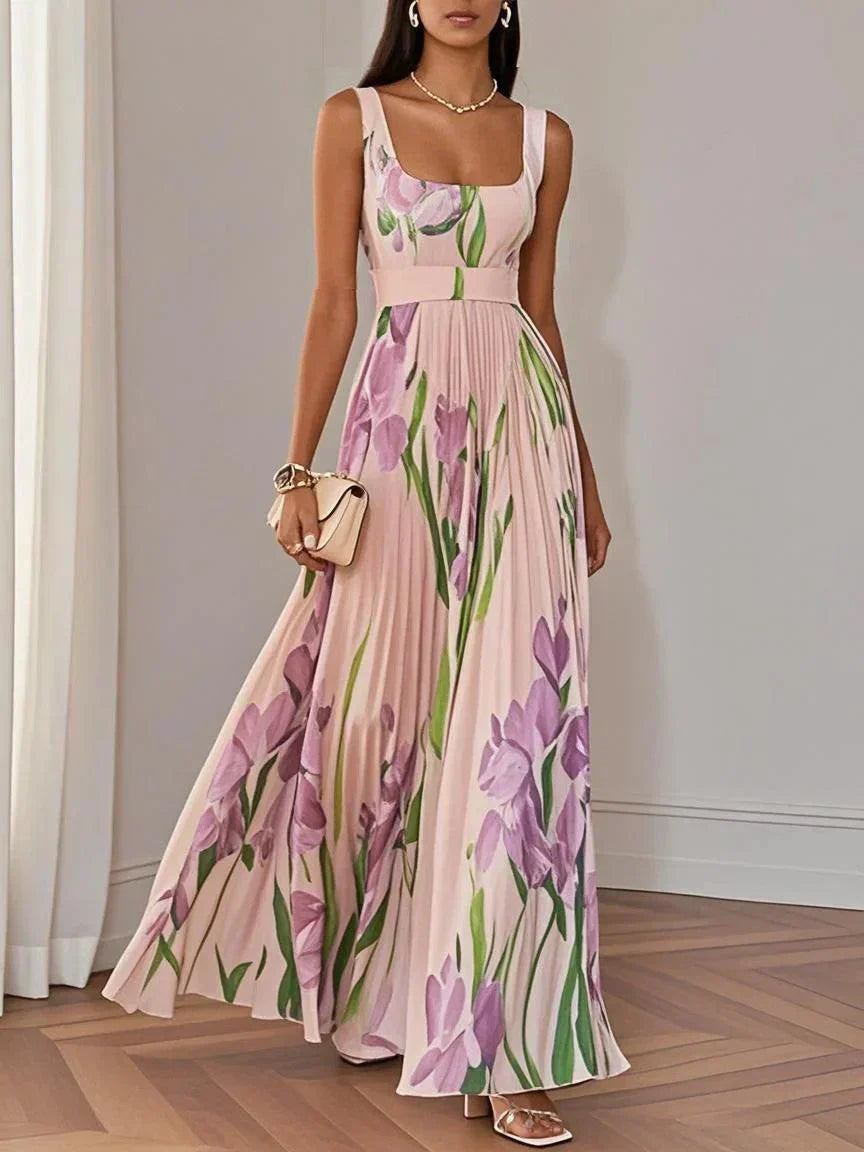 Marina | Wedding Guest Floral Pleated Maxi Dress