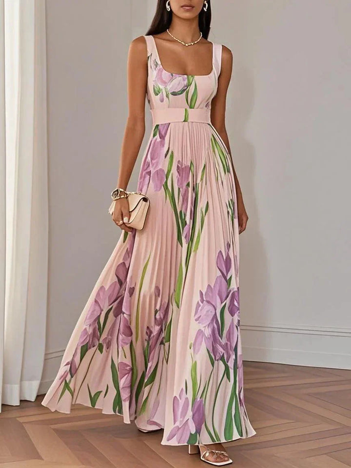 Marina | Wedding Guest Floral Pleated Maxi Dress