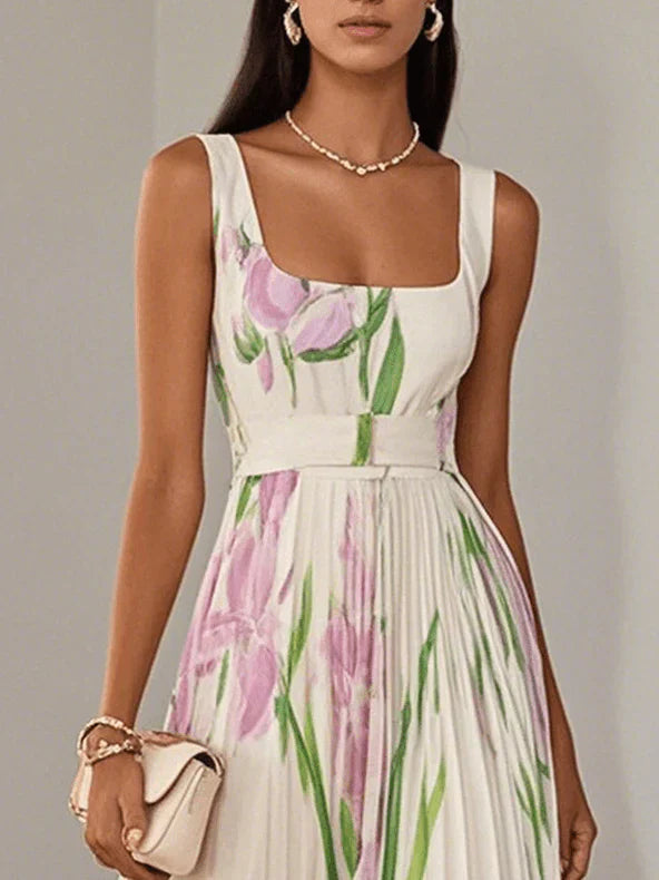 Marina | Wedding Guest Floral Pleated Maxi Dress