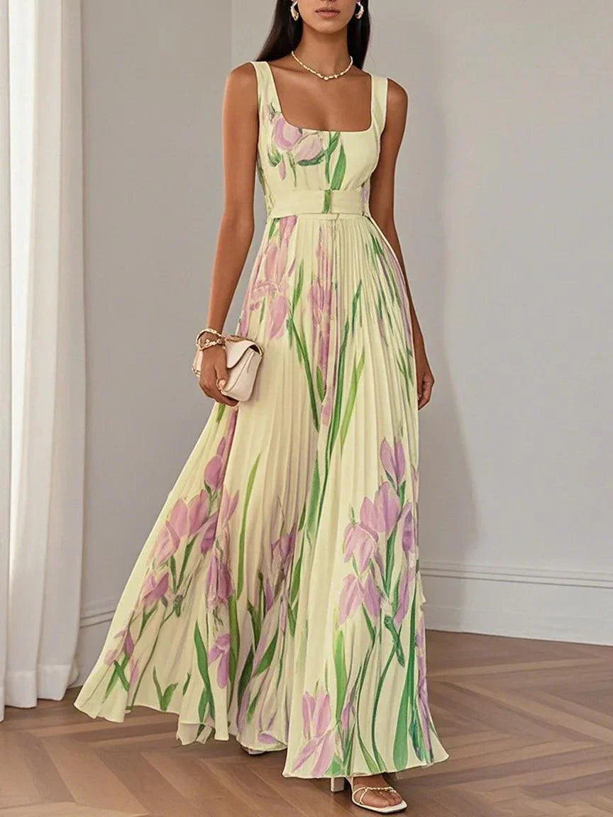 Marina | Wedding Guest Floral Pleated Maxi Dress
