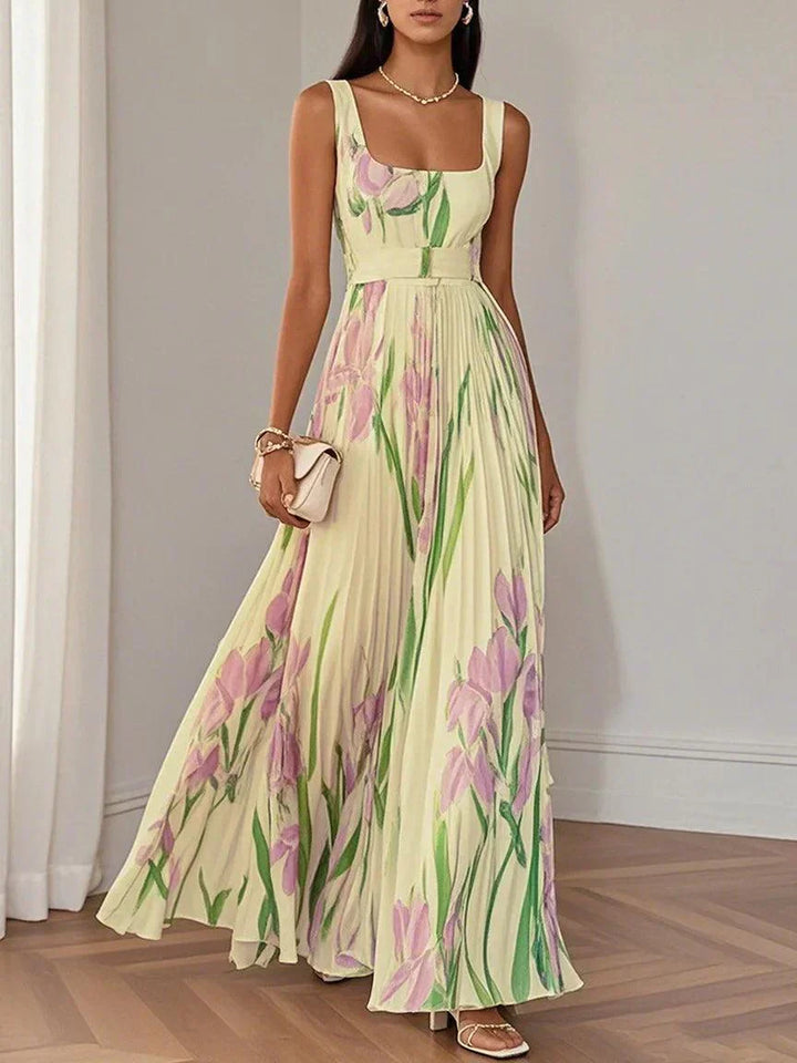 Marina | Wedding Guest Floral Pleated Maxi Dress