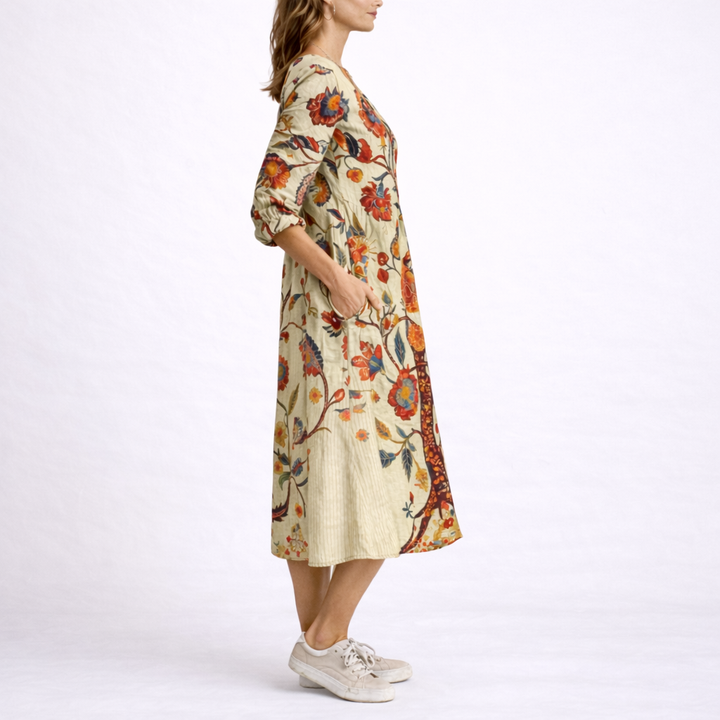 Clara | Floral Print V Neck Maxi Dress
