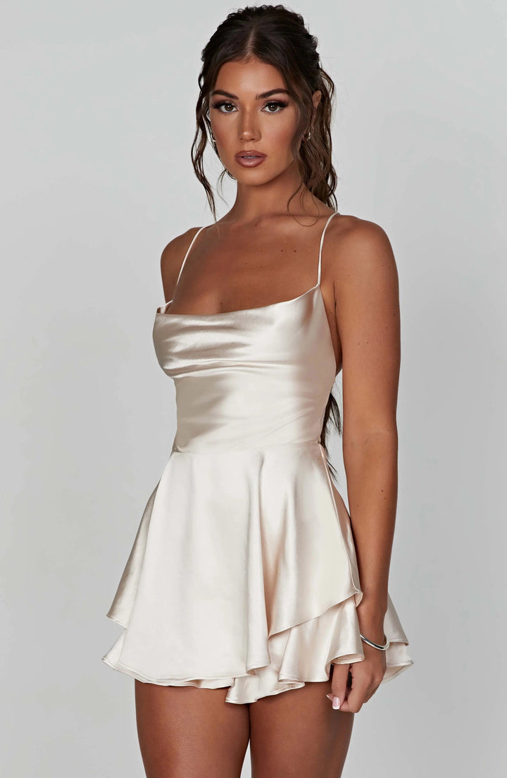 Carmen | Satin Cowl Neck Mini Dress