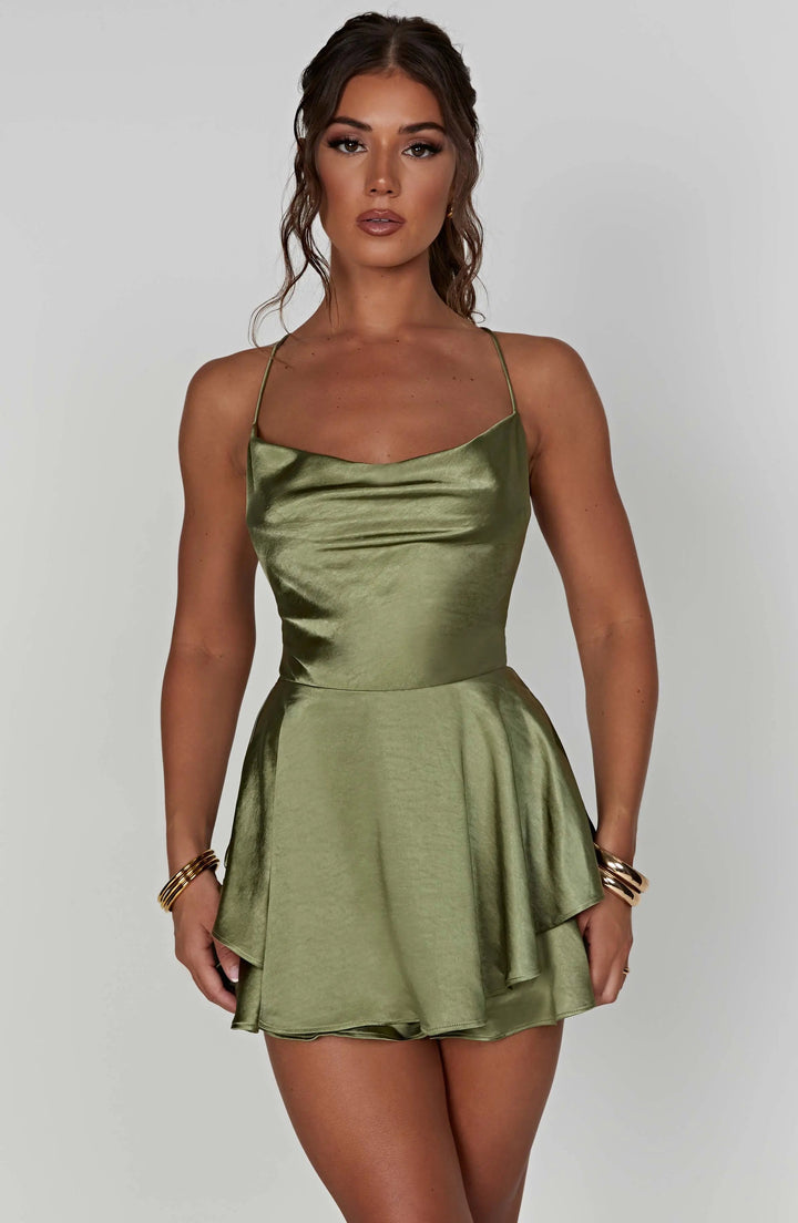 Carmen | Satin Cowl Neck Mini Dress
