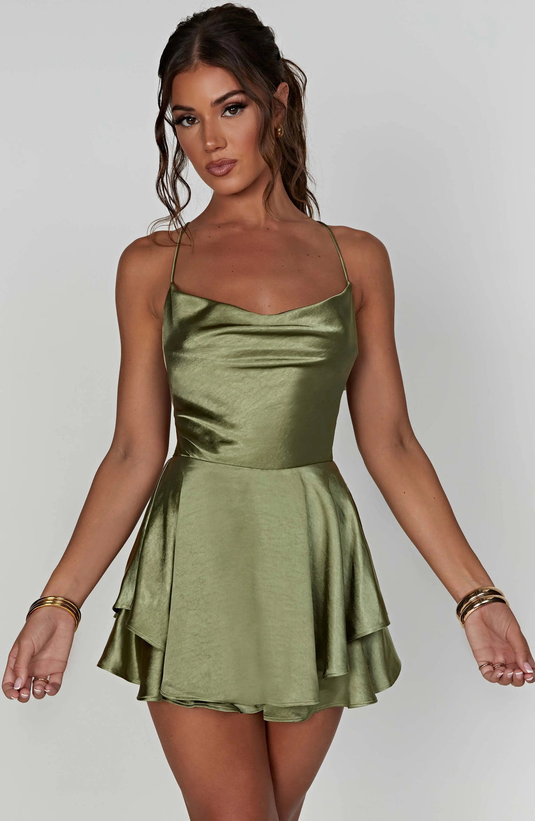 Carmen | Satin Cowl Neck Mini Dress