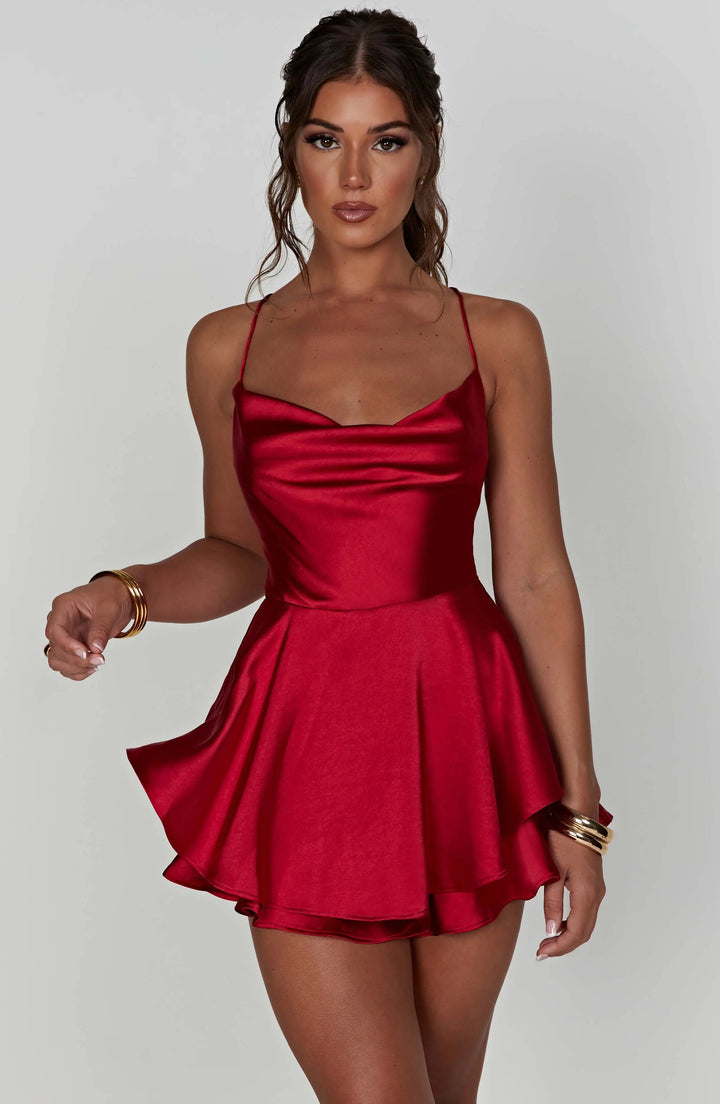 Carmen | Satin Cowl Neck Mini Dress