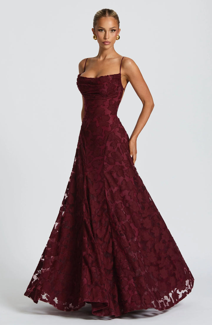 Amira | Prom Lace A-Line Maxi Dress