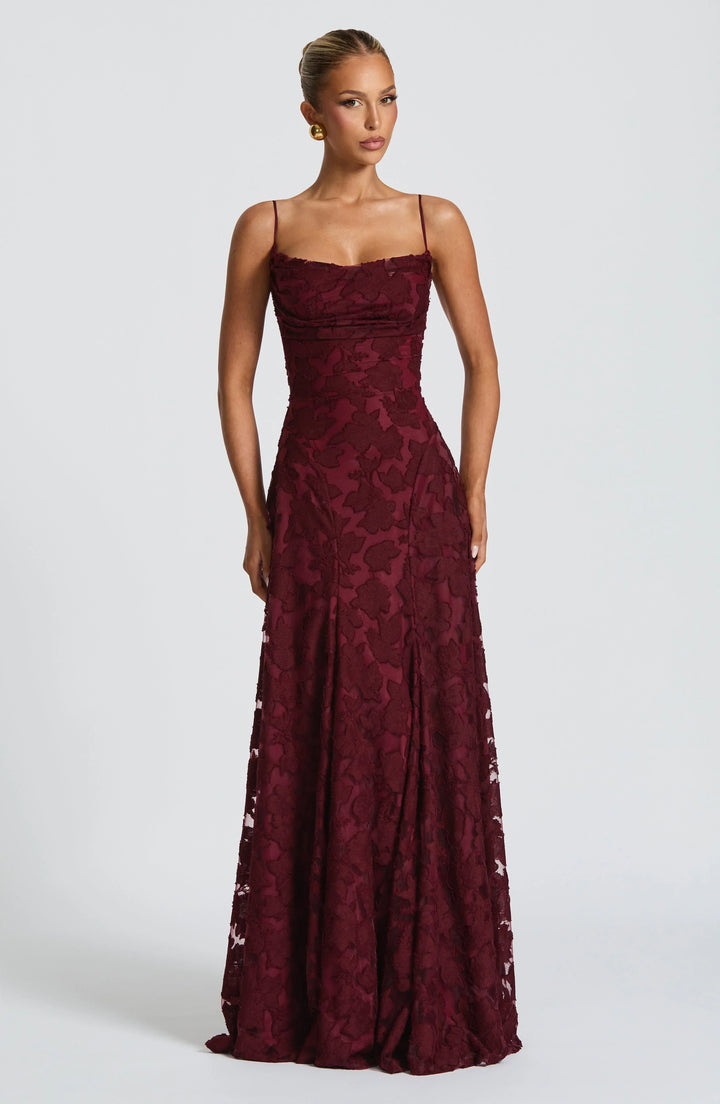 Amira | Prom Lace A-Line Maxi Dress