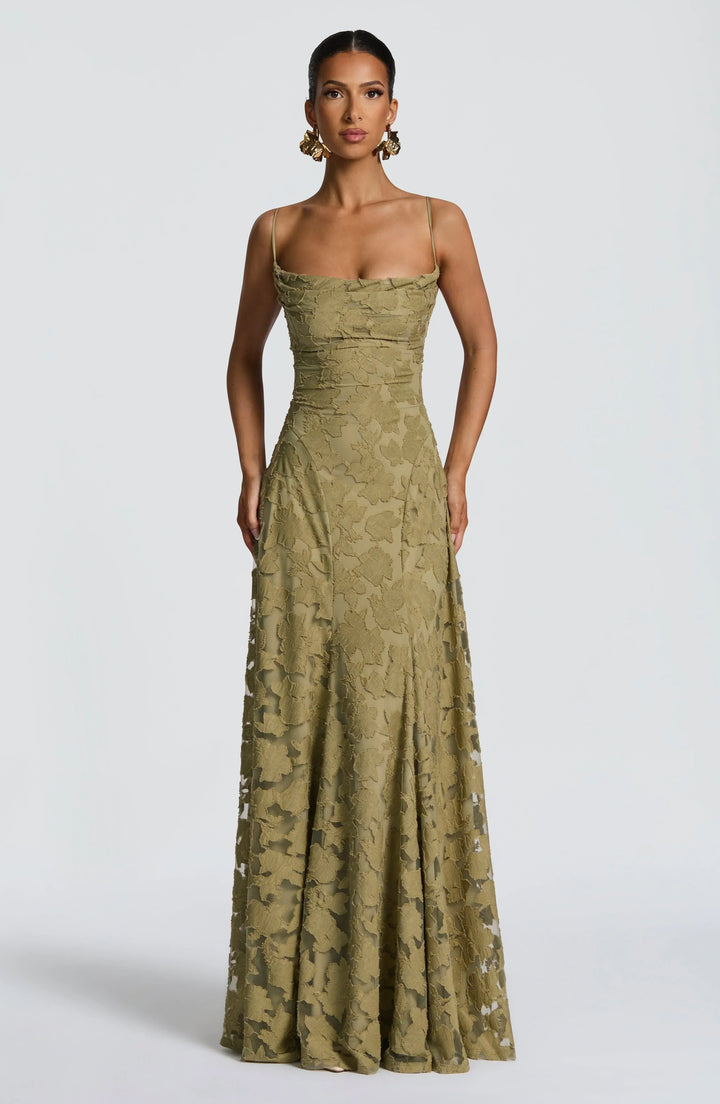 Amira | Prom Lace A-Line Maxi Dress