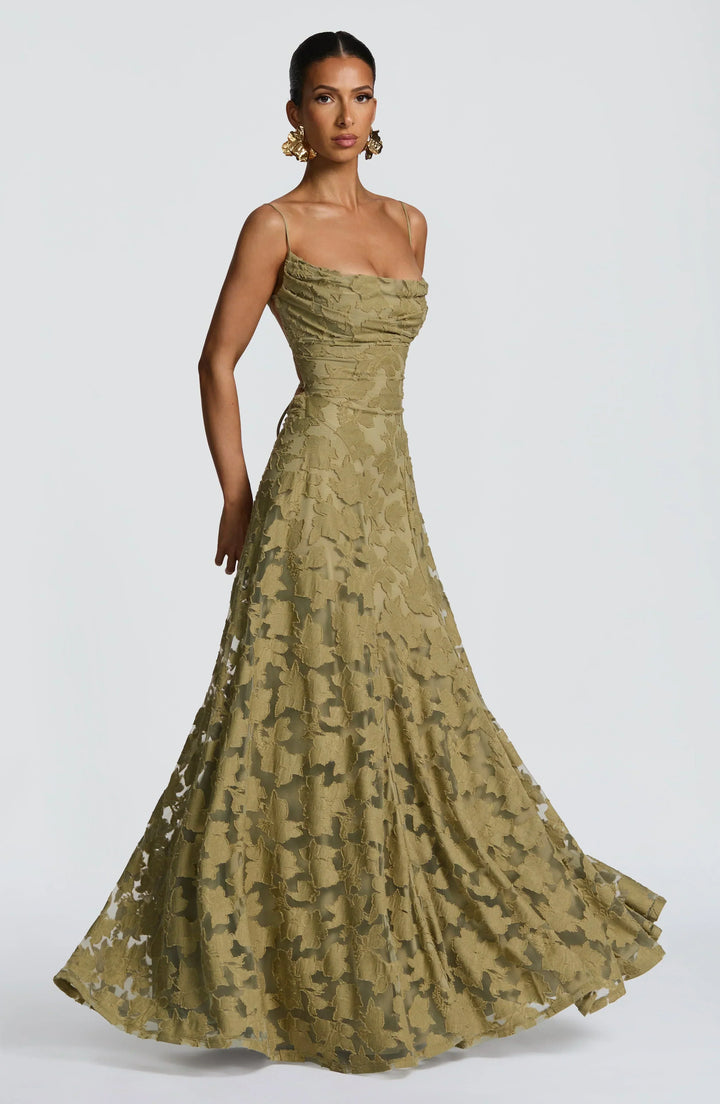 Amira | Prom Lace A-Line Maxi Dress