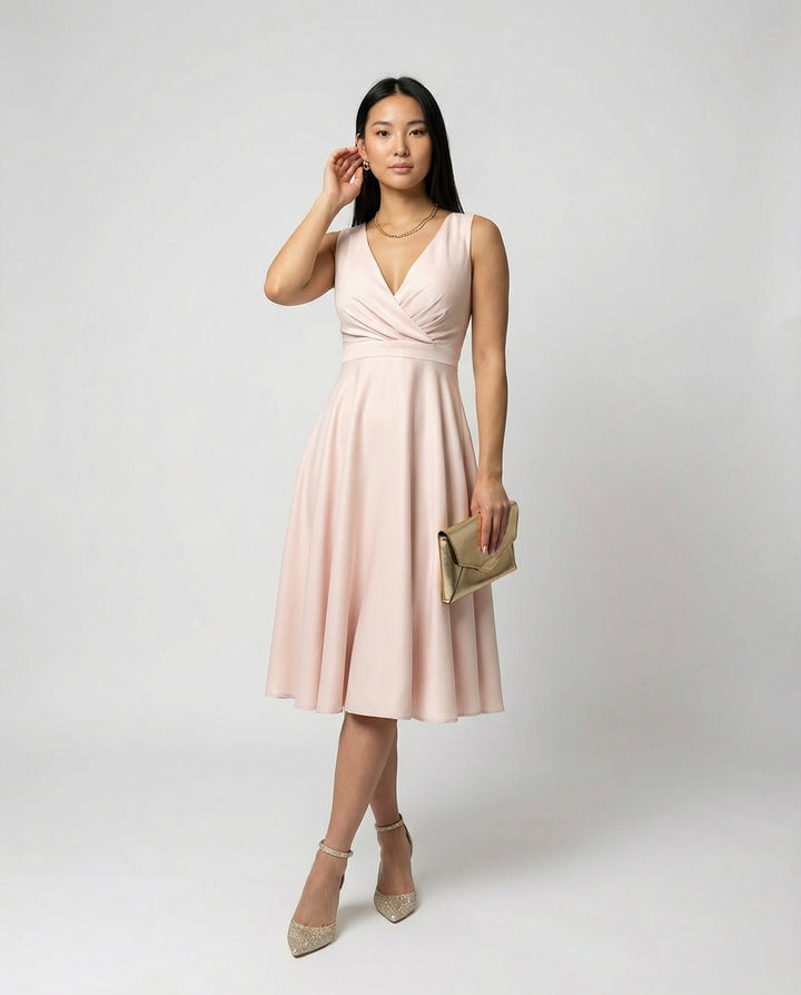 Alina | Wedding Guest Sleeveless Wrap Midi Dress