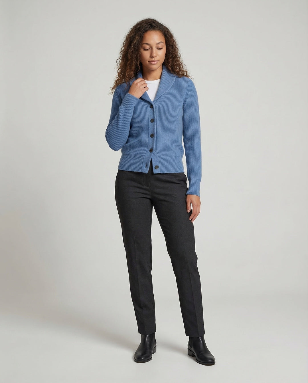 Chloe | Classic Rib Knit Button Front Cardigan