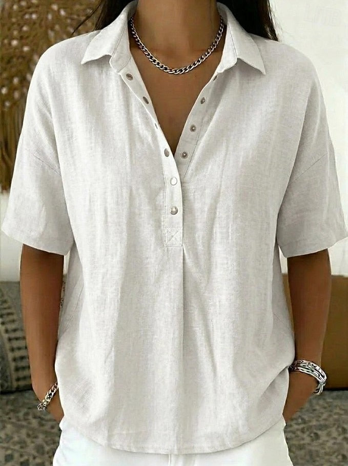 Abigail | Relaxed Fit Linen Collared Blouse