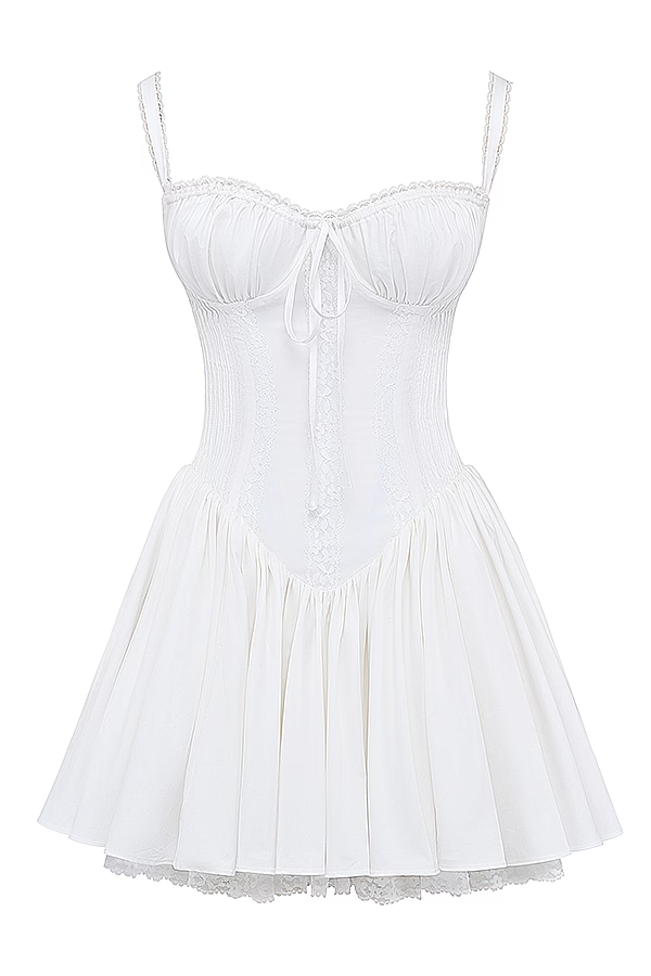 Isabella | Corset Lace Trim Mini Dress