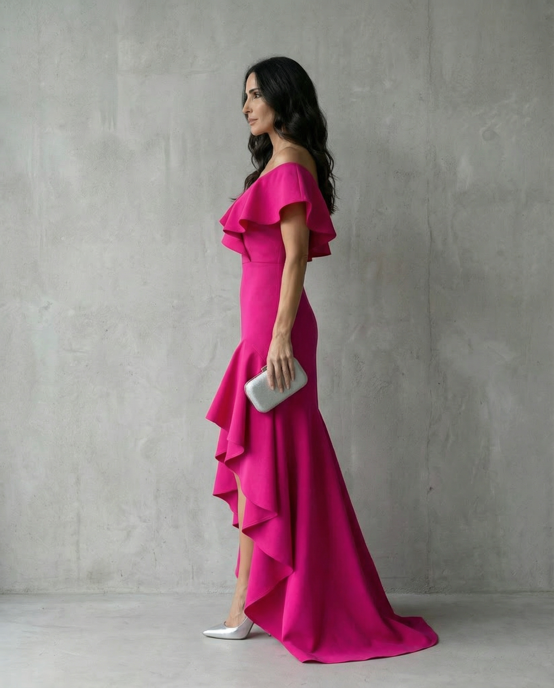 Sophia | Wedding Guest Off Shoulder Ruffle Maxi Dress